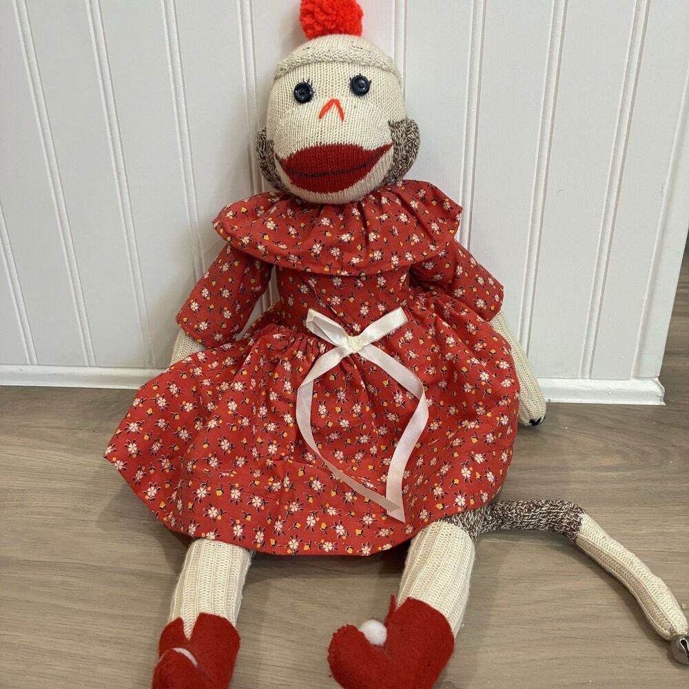 Vintage Rockford Red Heel Sock Monkey – Handmade with Original Clothes 19”